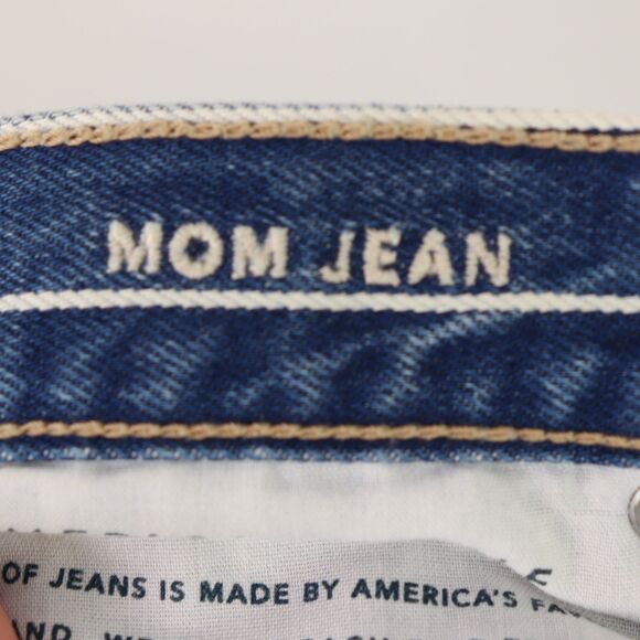 American Eagle Pin Stripe Blue Mom Jean High Rise Tapered Leg Size 4 - Picture 4 of 5